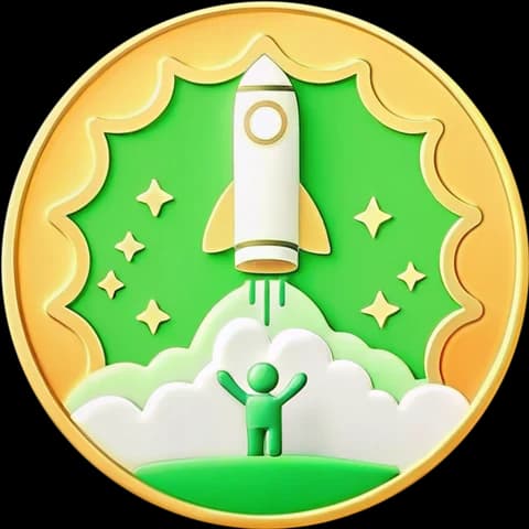 Achievement medal for “Launch My Side Project” — green rocket coin
